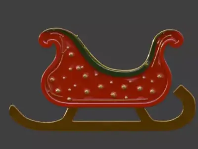 Stylized Santa Claus Sleigh Low-poly 3D model