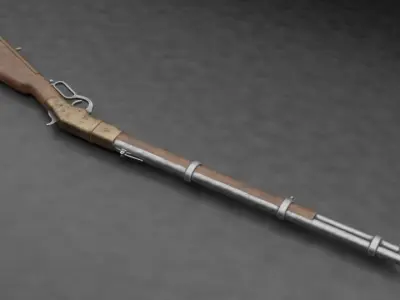 Shotgun rifle with wooden handle Low-poly 3D model