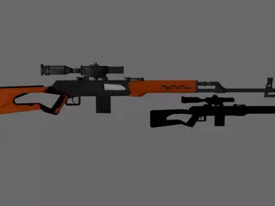 Russian SVD Dragunov Modeled in Blender and Rendered in Maya  Low-poly 3D model