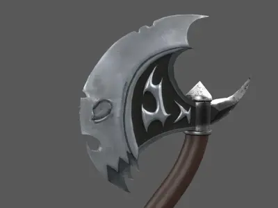 Fantazy Fight Axe Melee Weapon Low-poly 3D model