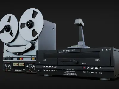 Tape and Deck recorder Low-poly 3D model