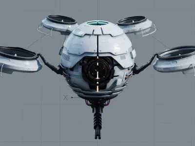 Quadro Drone Sci Fi PBR Textures High-poly 3D model 3D model
