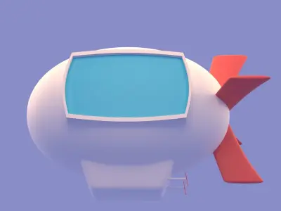 Cartoon Airship Low-poly 3D model purchase