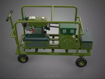 STANDARD GREEN ARMY MILITARY GENSET GENERATOR SET DIESEL ENGINE 3D model