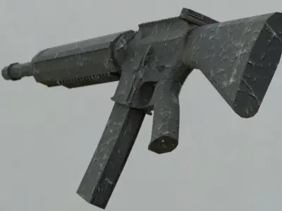 Low Poly Game Ready 3D model rifle Low-poly 3D model
