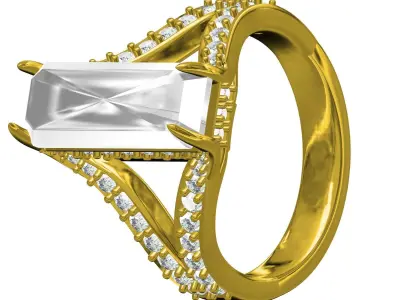 Antique Lond Emerald Stone Split Shank Vintage Ring 3D print model
