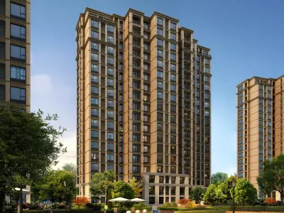 3Dmax fashion city commercial square building 212 3D model
