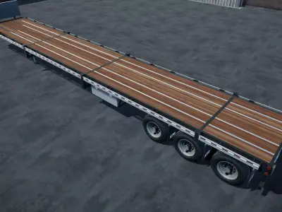 Flatbed trailer unity asset Low-poly 3D model