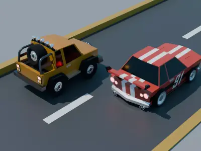 Chibi Race Car Low Poly 3D Model Low-poly 3D model