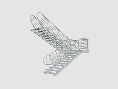 Industrial Metal Stair 01 Low-poly 3D model