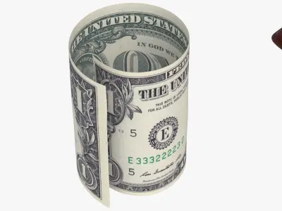 United States 1 Dollars Wallet Money Purse 3D model