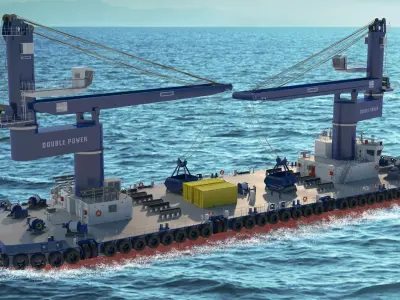 Double Crane Cargo Ship 3D model