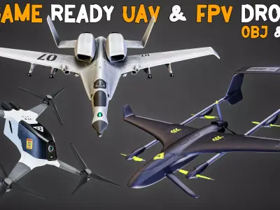 10 Game-Ready UAV And FPV Drones With PBR Texture - Vol 11 Low-poly 3D model