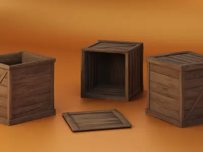 Medieval Wooden Crates Low-poly 3D model