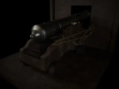 Old Iron Cannon Low-poly 3D model buy