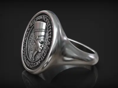 Regina Nofretete Ancient Design Egypt Coin Ring 3D print model