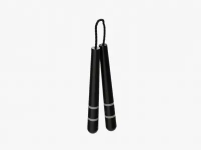 Nunchaku in Black Low-poly 3D model