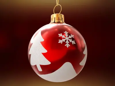 Red Christmas Ornament Pine Tree Motif &amp;ndash; Christmas Decoration 3D model