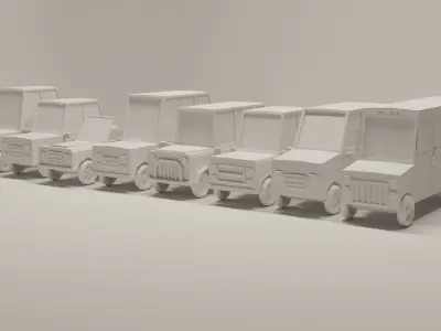 Low Poly Suburban Vehicle Pack Low-poly 3D model