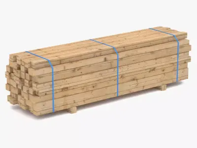 Wooden Beams 02 Low-poly 3D model
