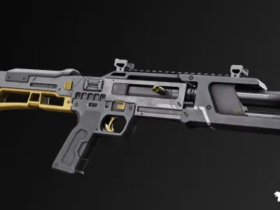 Cyberpunk Shotguns Low-poly 3D model