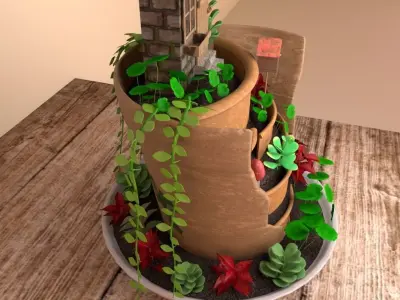 creative pot flower2 3D model