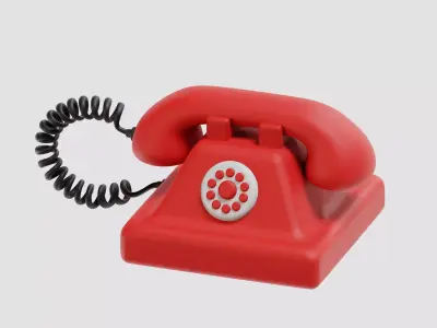 Cartoon Telephone Low-poly 3D model