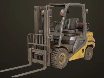 Forklift Truck 02 Old Dusty All PBR Unity UE Textures Low-poly 3D model