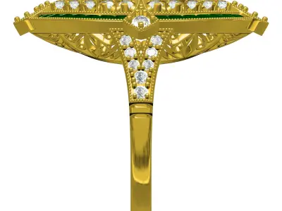 Antique Art Deco Engagement Ring for Women 3D print model