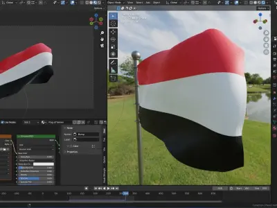 Animated Yemen Flags  3D model