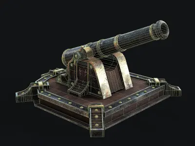 Old Cannon Low-poly 3D model order