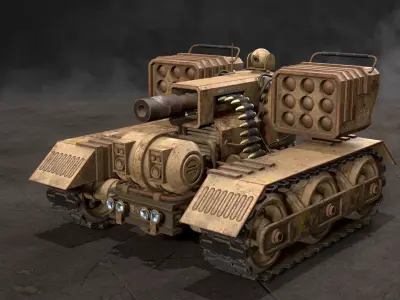 UGV Concept-3B-Desert-Rusty Low-poly 3D model