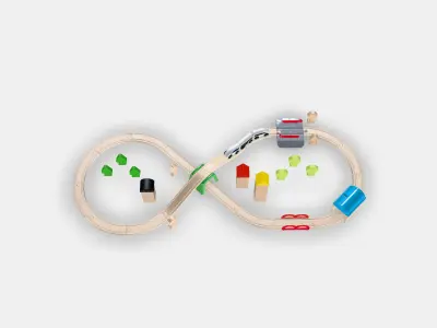 LILLABO 45-piece train set with rail Low-poly 3D model