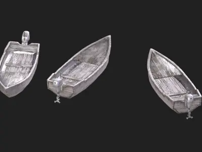 small wooden boat Low-poly 3D model purchase