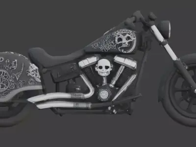 Gothic Horror Coffin Motorcycle 3D Model Low-poly 3D model