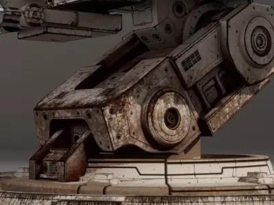 Sci-Fi Heavy Missile Defense Turret - PBR Game Ready Free 3D model