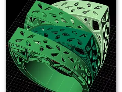 3 part bypass gold ring 3D print model