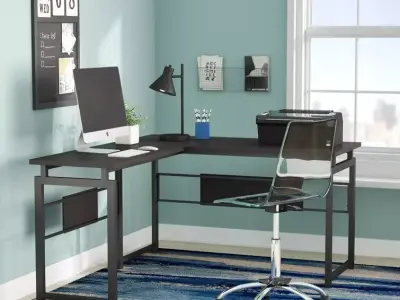 Tiano L-Shape Credenza Desk - 2 Colour 3D model purchase