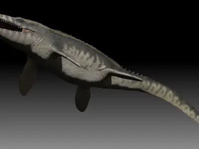 Mosasaurus fish with long teeth Free 3D model