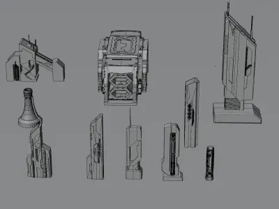 scifi buildings 1 Free 3D model