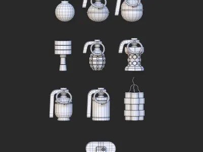 Stylized Grenade Pack Low-poly 3D model