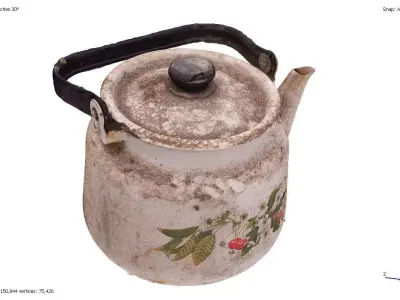 Two old dirty teapots 3D model
