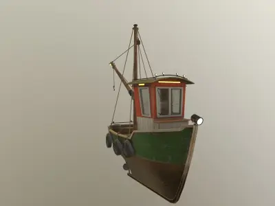 Ship Low Poly fishing boat Low-poly 3D model