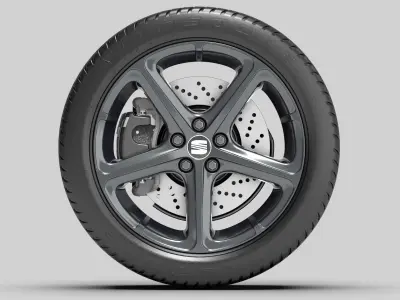 Orig 3D Seat VW rim wheel 7x17 BBS 4817 incl tyre and brake 3D model