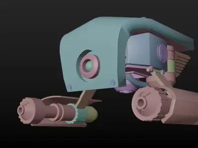 Low-poly drone model robot with light Low-poly 3D model