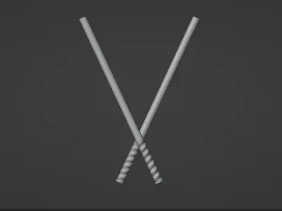 Escrima Sticks Low-poly 3D model