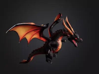 Epic Fire High Quality Dragon 3D Model for Games and Animation 3D model