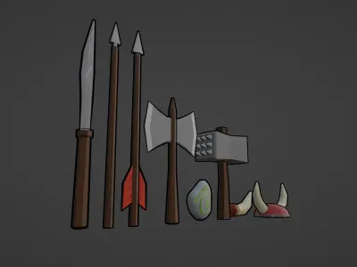 MEDIEVAL OR VIKING SET Low-poly 3D model