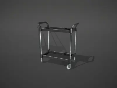 Black Service Cart Low-poly 3D model