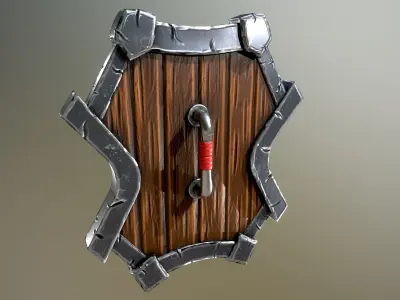 Medieval stylized shield Low-poly 3D model